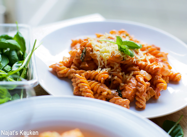 Tomatenpasta met Gamba & Zalm