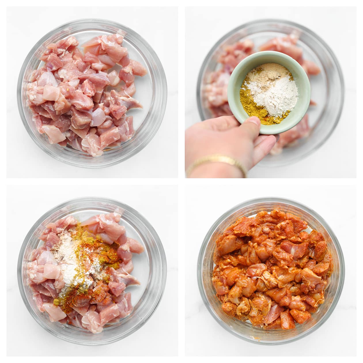 Kip mengen met verse kruiden in een kom