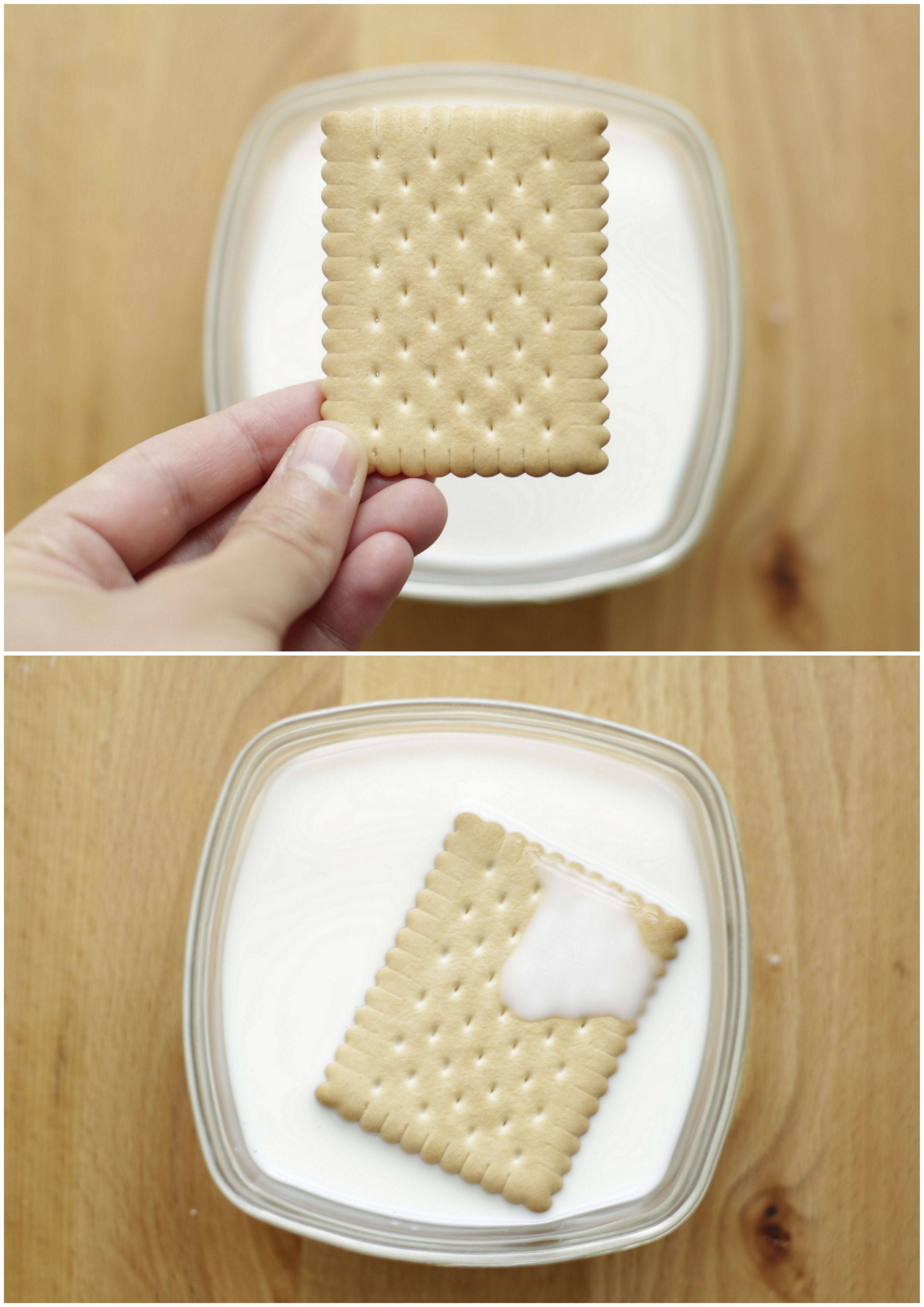 Theebiscuit door de melk halen