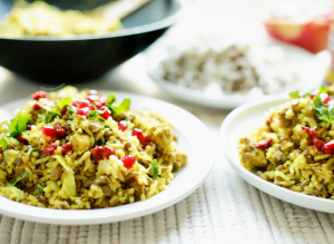 Linzen en rijst met kip