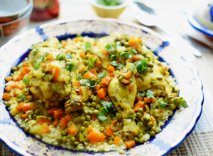 Gestoomde bulgur met kip