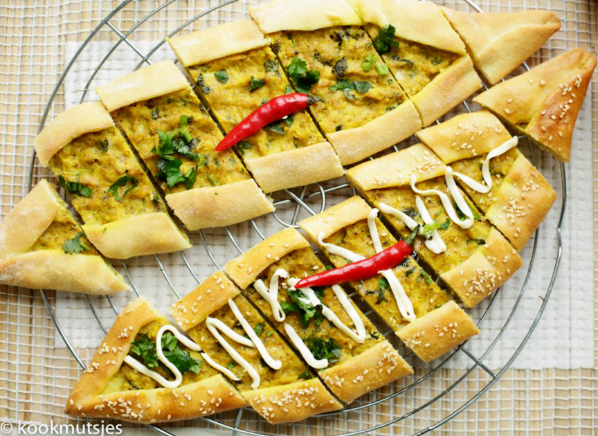 Platte broodjes met kip