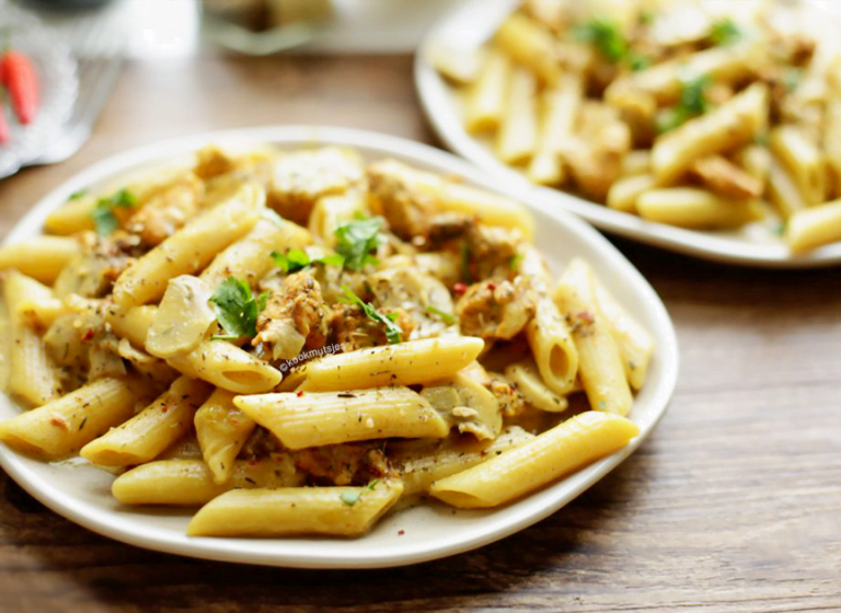 Champignonpasta met kip