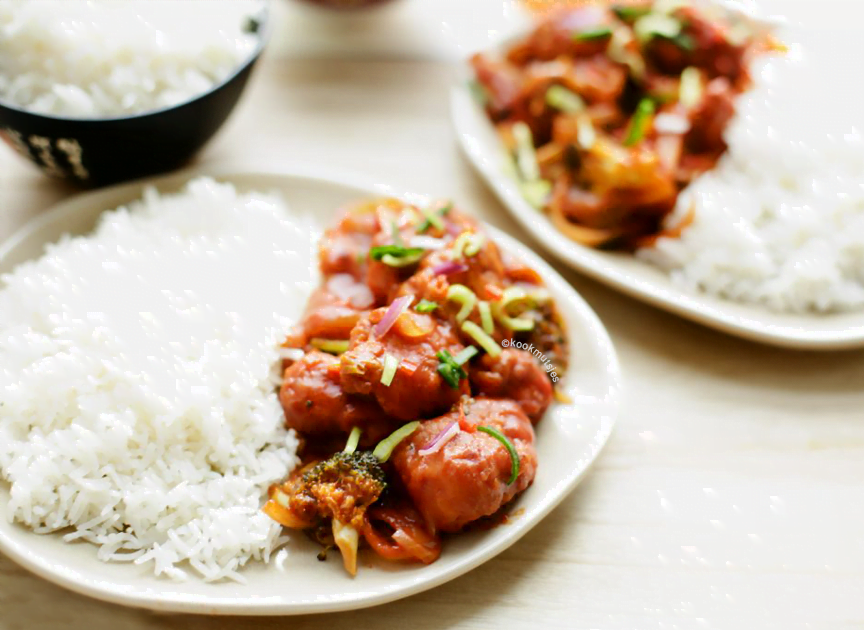 Krokante kip in tomatensaus