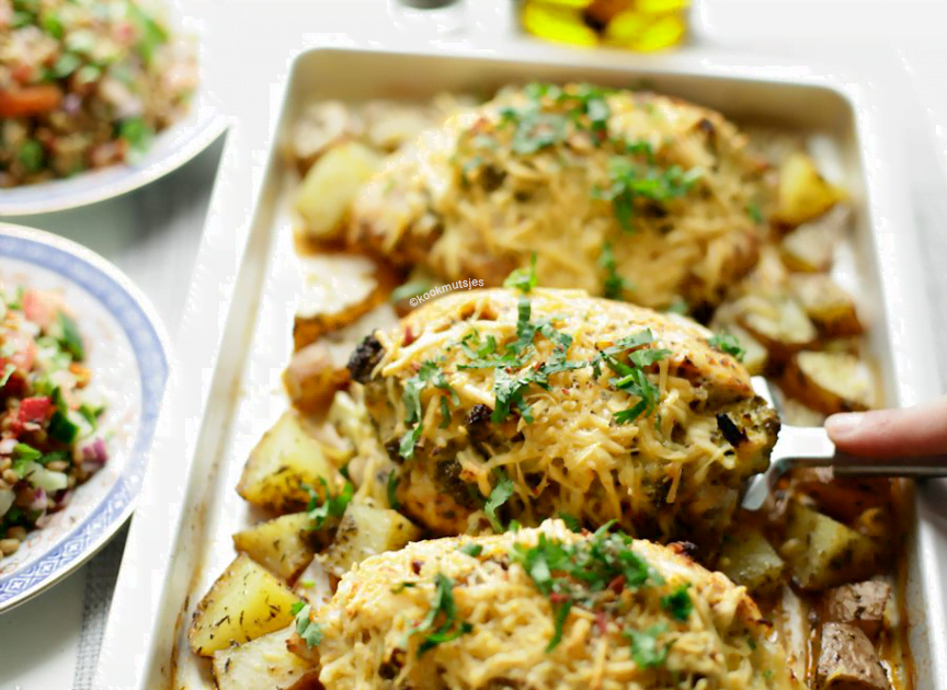 Gevulde kip met groentes