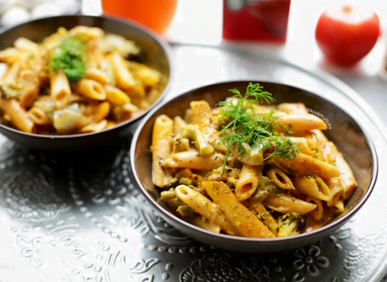 Romige pasta met groenten