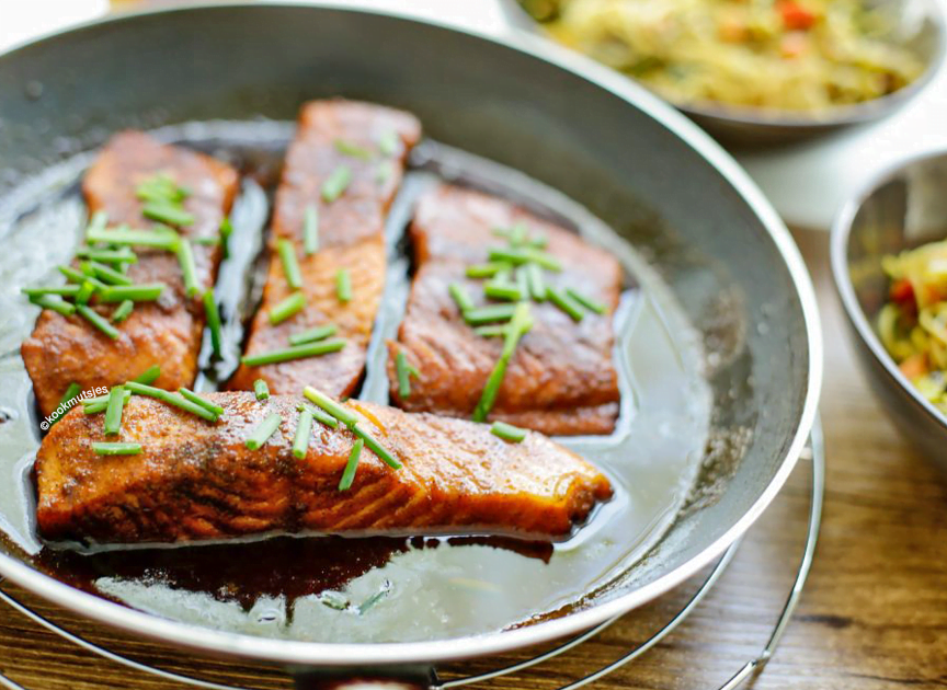 Zalm in honingsaus