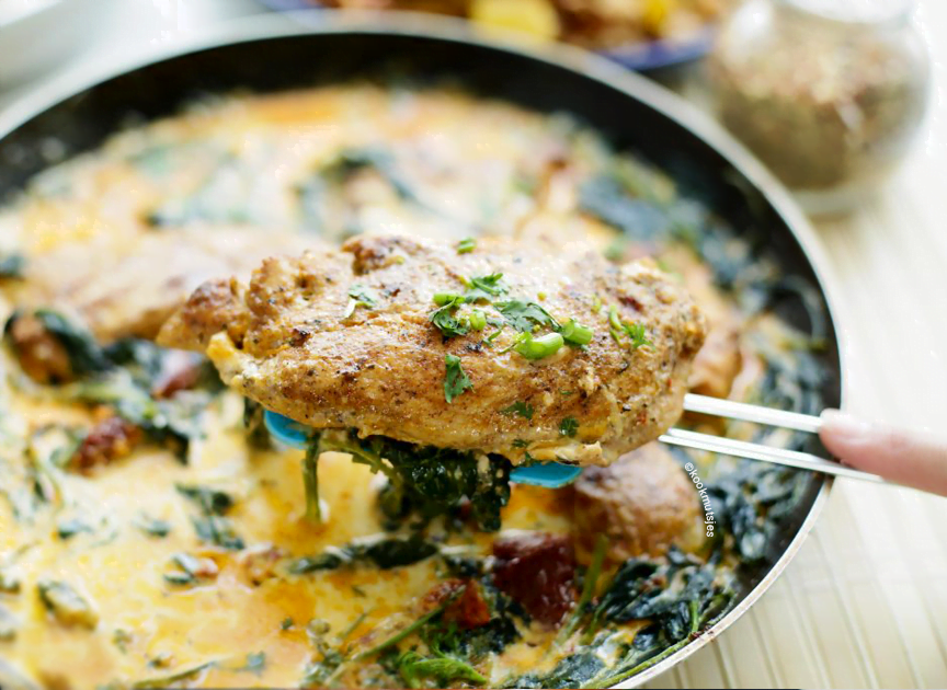 Romige kip met zongedroogde tomaat