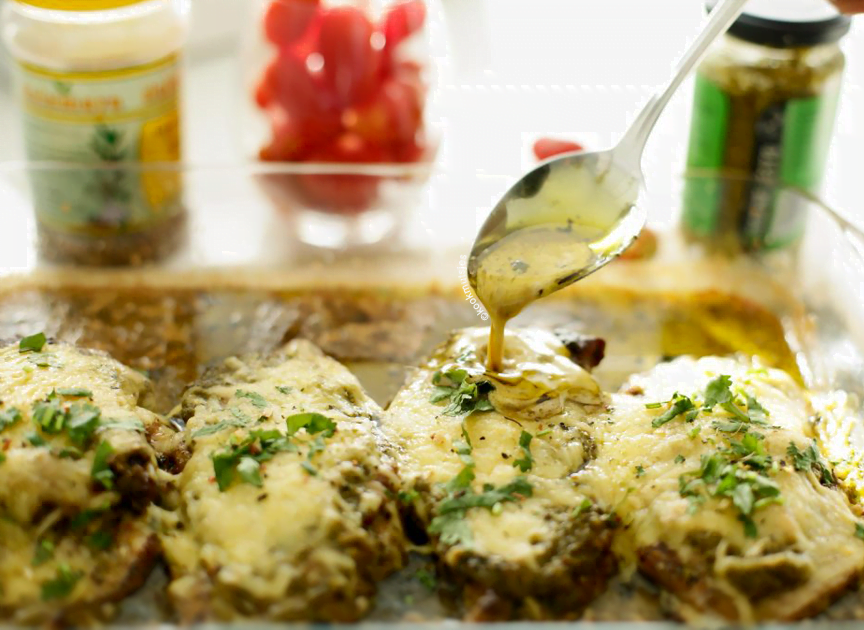 Gebakken kip met pesto