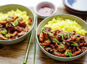 Kip met champignons in sojasaus