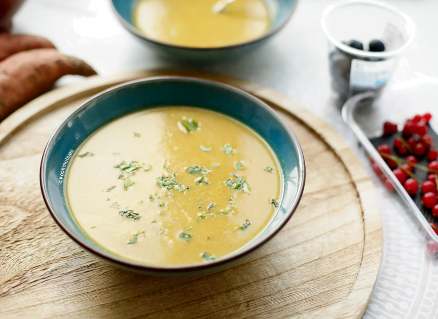 Champignonsoep met zoete aardappel