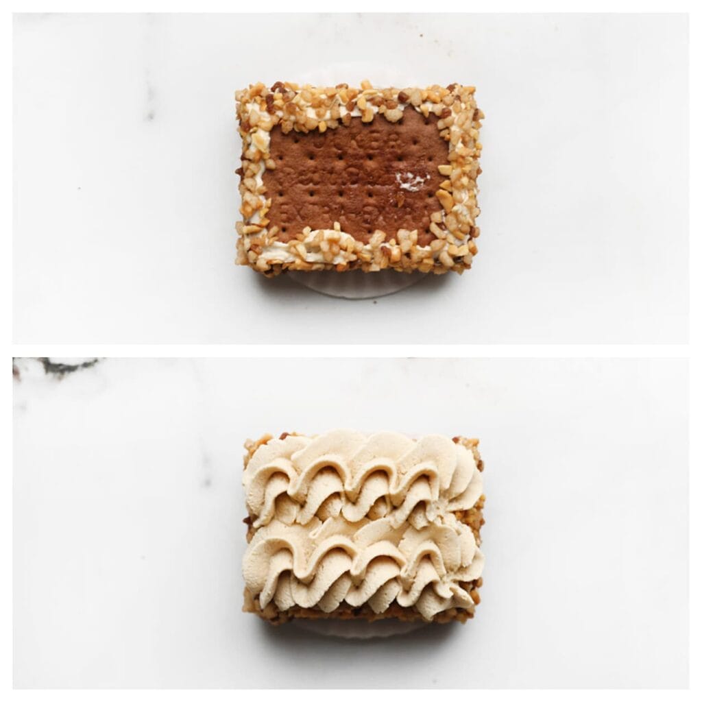 Spuit er een mooi toefje room op en maak het af met een mokkaboontje.