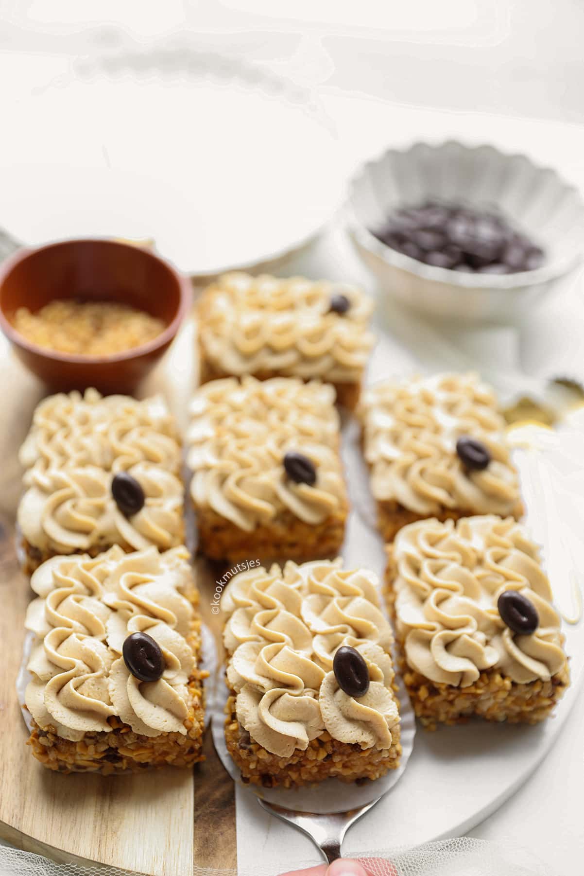 Mokka gebakjes no bake eindresultaat Kookmutsjes