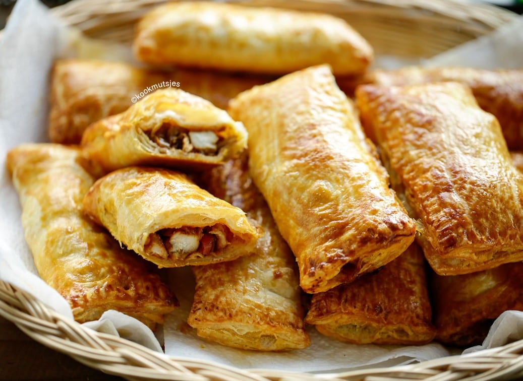 Spicy chicken broodjes (bladerdeeg)