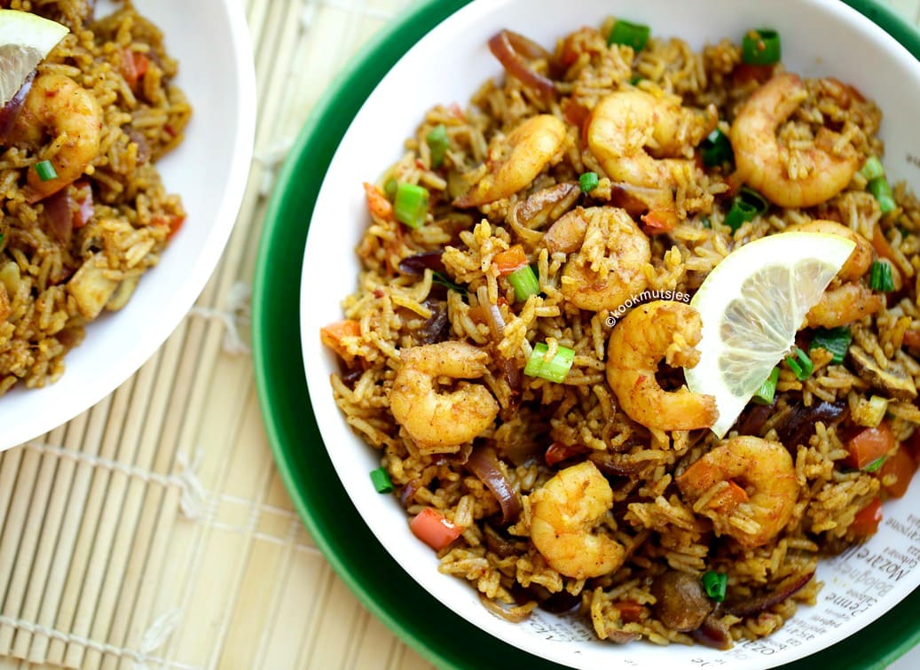 Rijst met curry & gamba