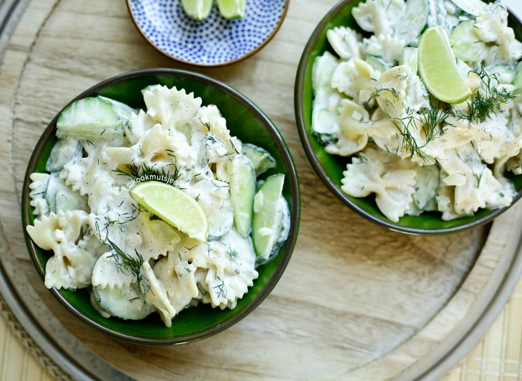 Frisse pastasalade met komkommer