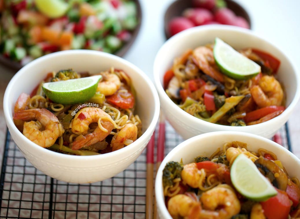 Noedels met garnalen