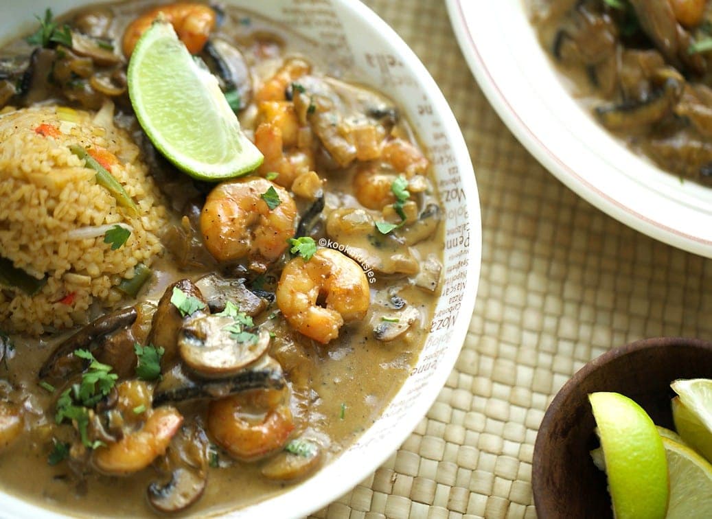 Garnalen in champignonsaus