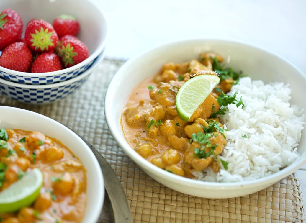 Romige kipkerrie met kikkererwten