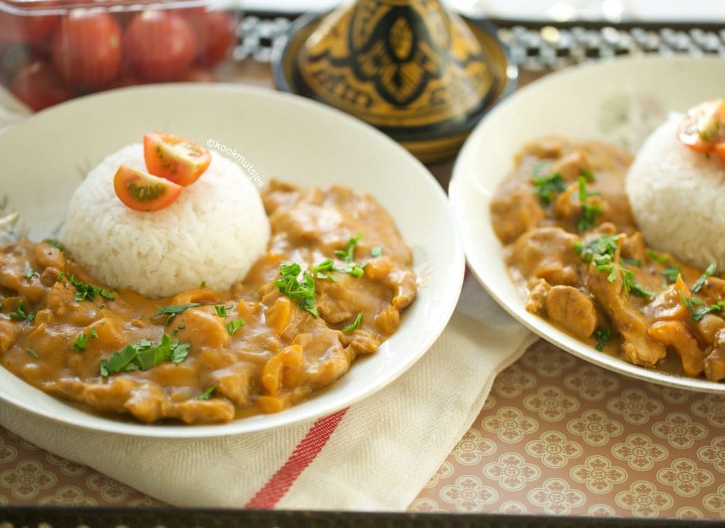 Kip in zoete aardappelsaus