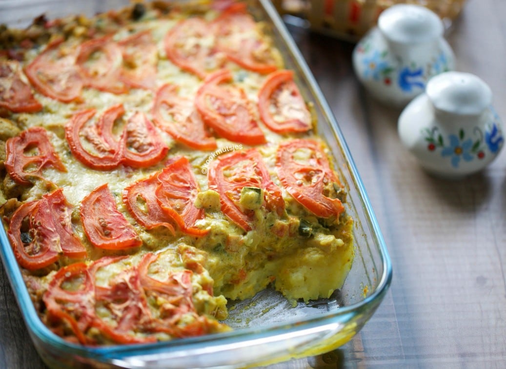 Romige kip-aardappelschotel