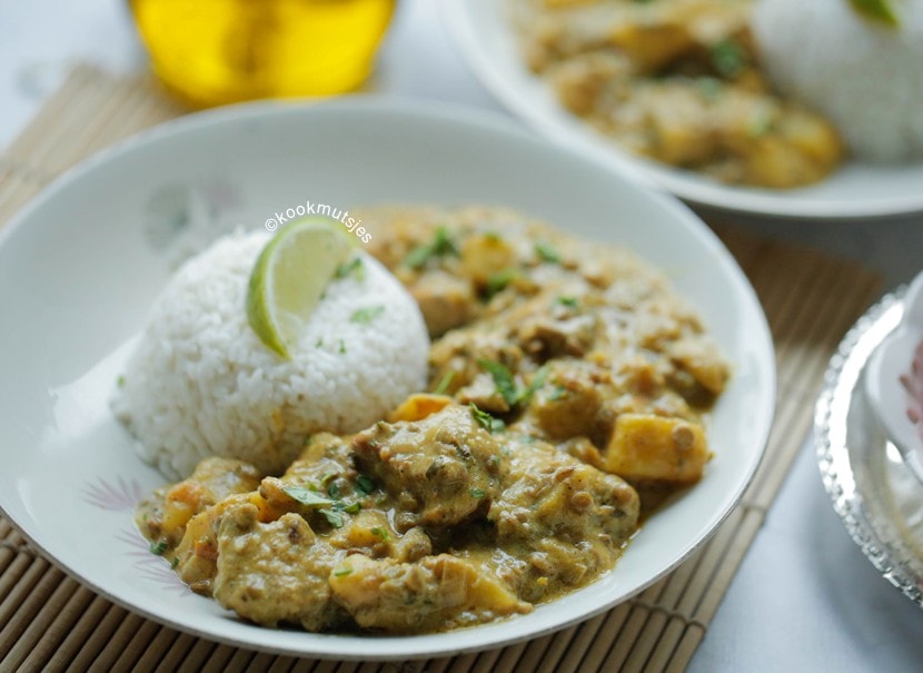 Romige kip met linzen