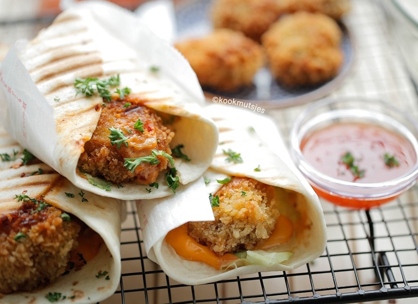 Wraps met krokante garnalen