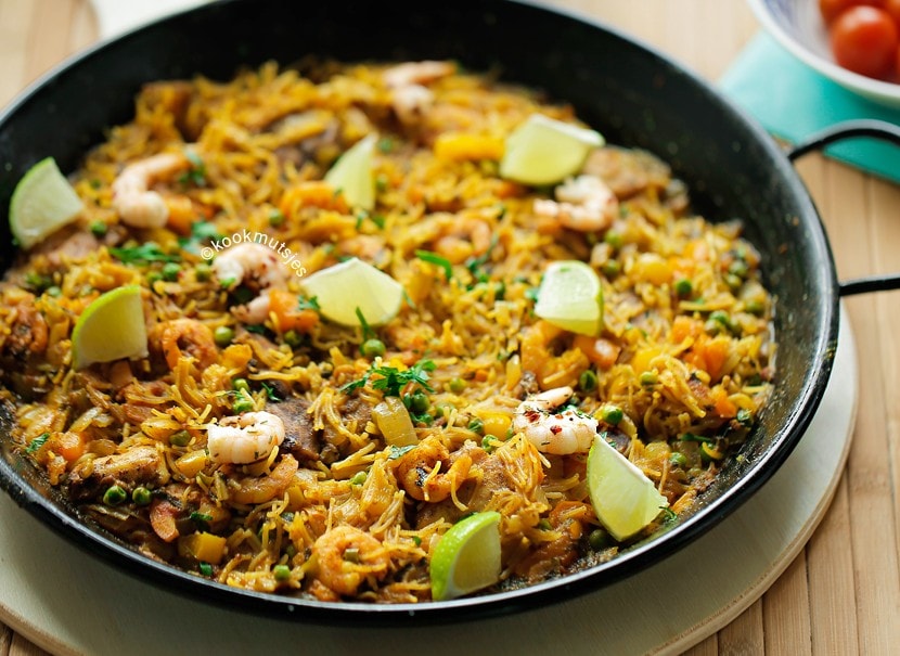 Vermicelli met kip en gamba