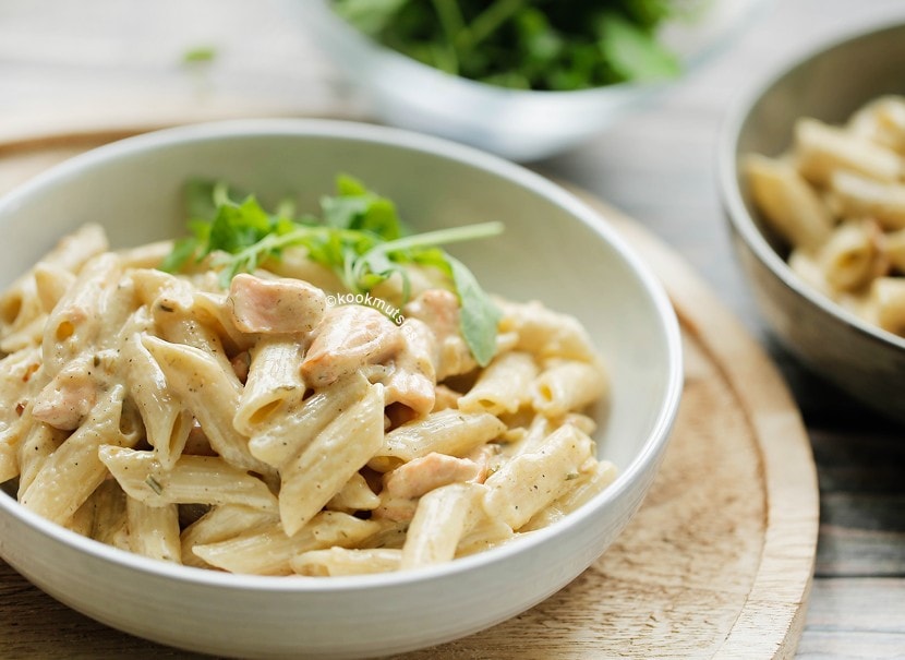 Pasta met zalm