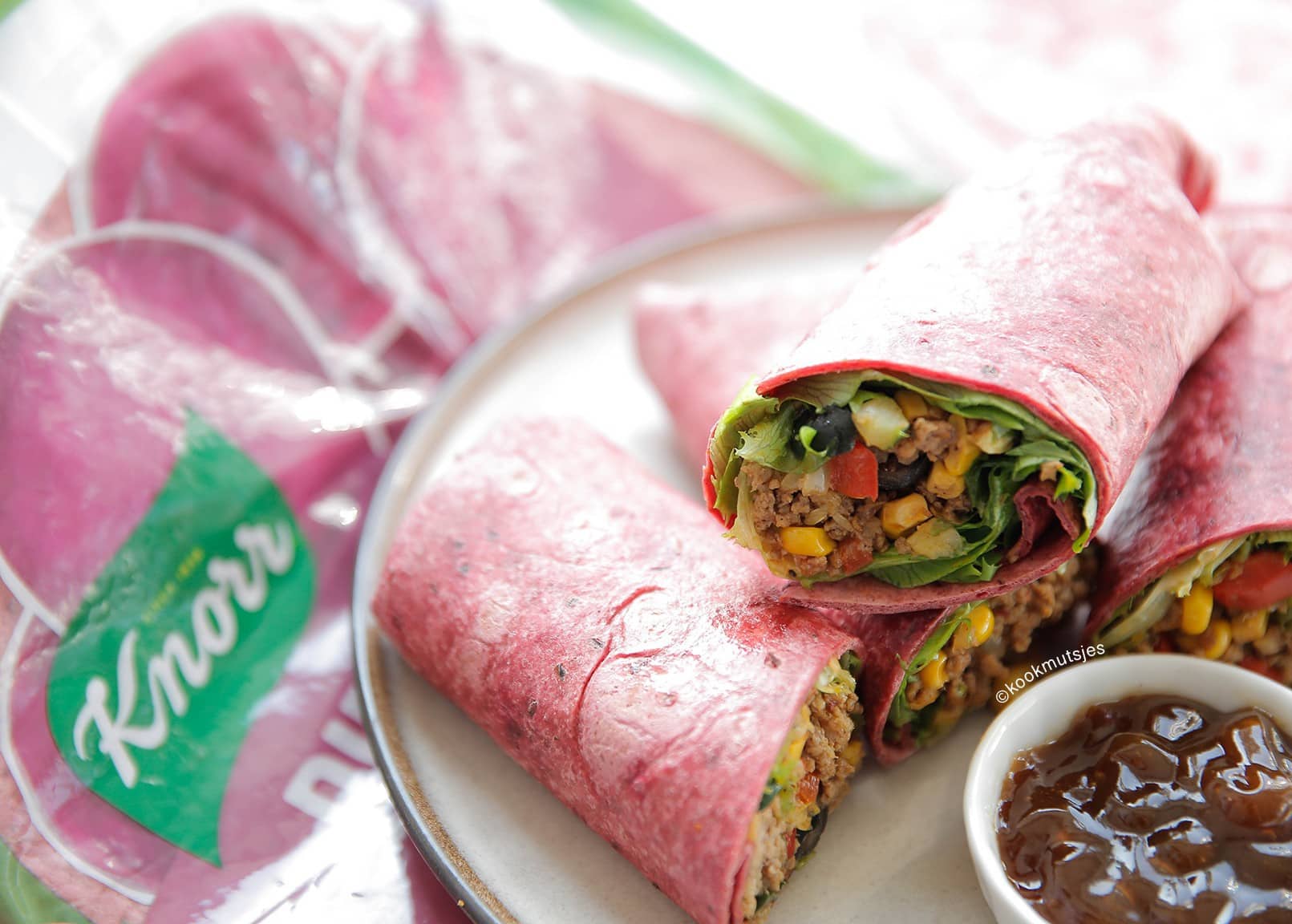 Rode bieten wrap met gehakt