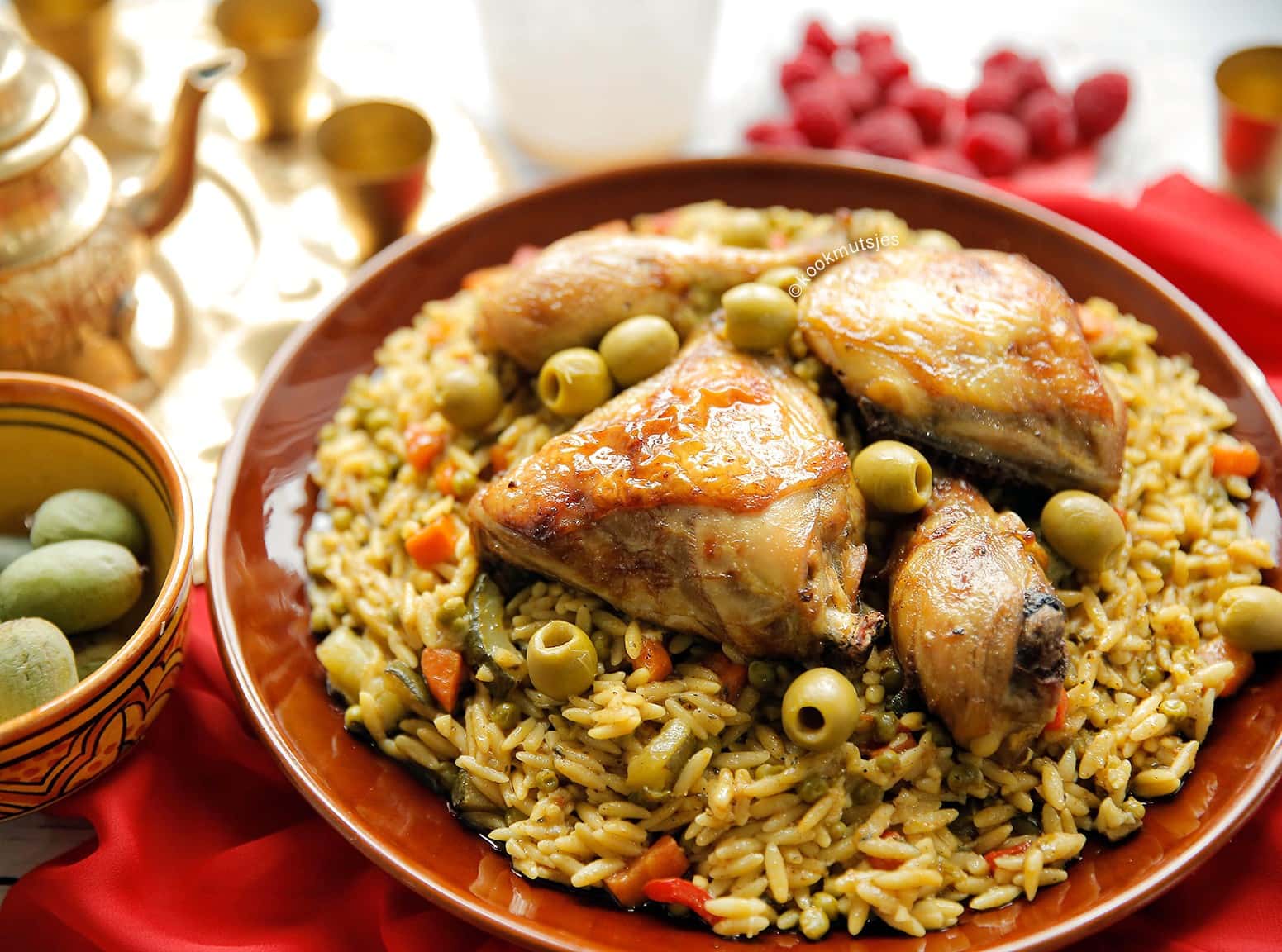 Gebakken kip met orzo