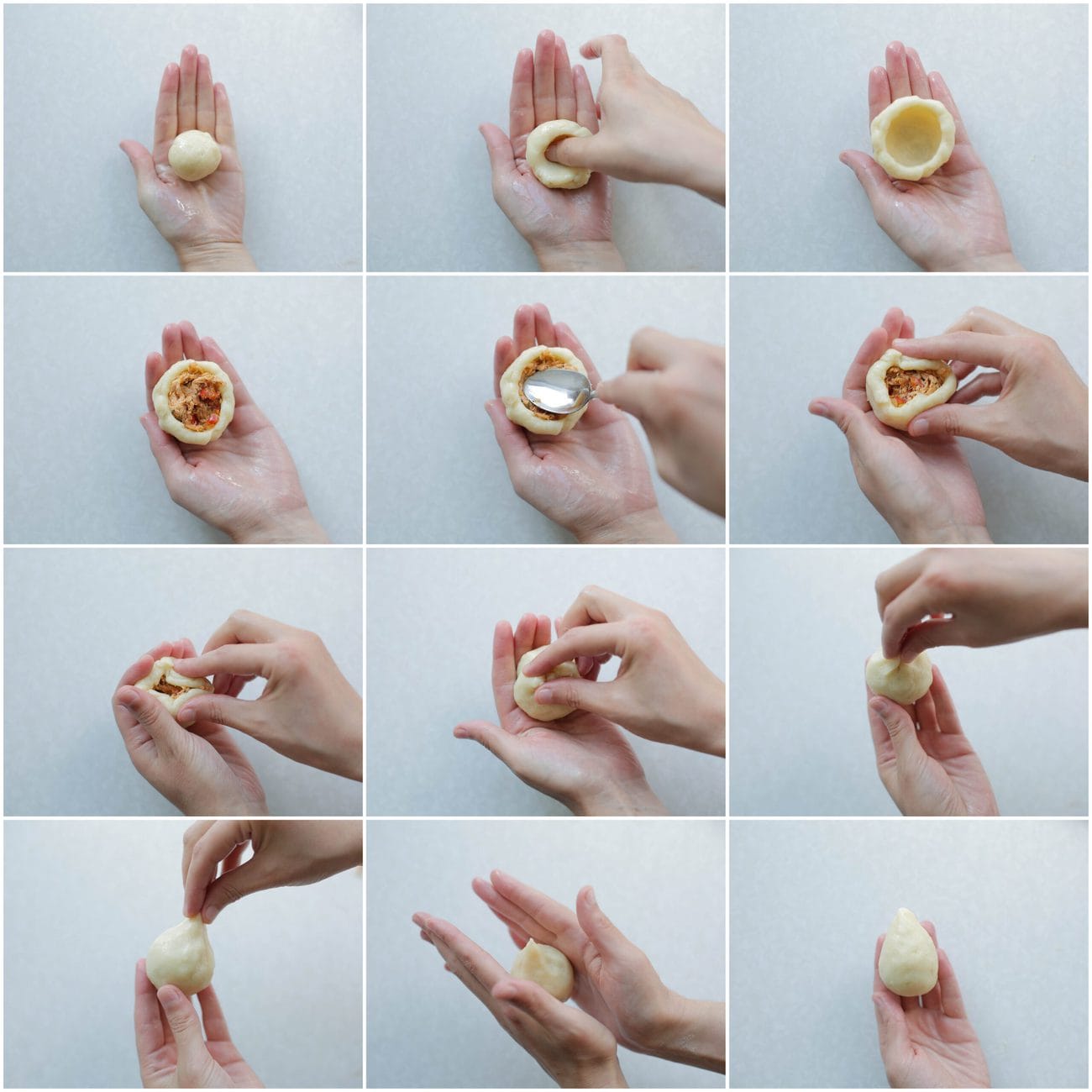 Het vormen van coxinhas tot ei/druppel