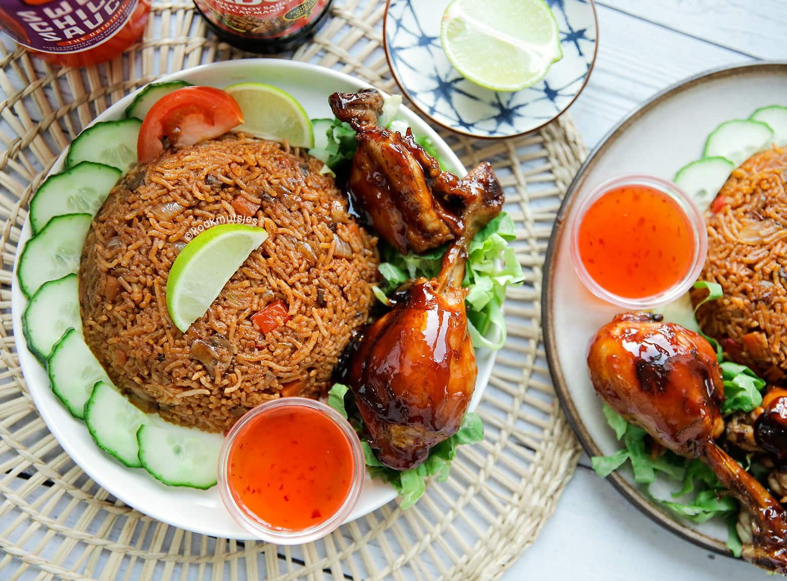 Sticky kip met rijst en groenten