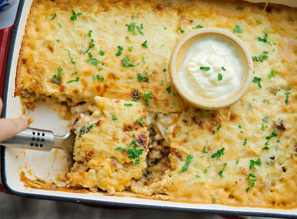 Mac and cheese met kip