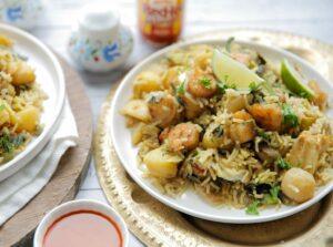 Rijst met vis en krieltjes