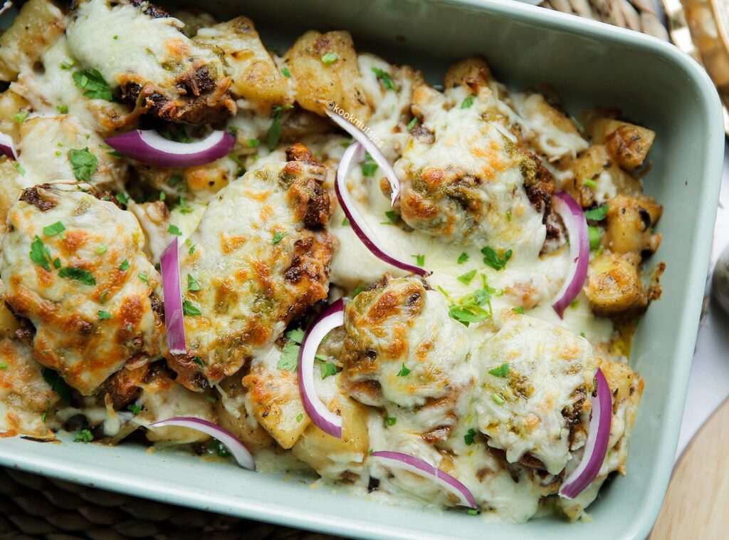 Aardappelschotel kip pesto