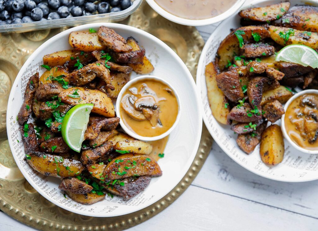 Biefstuk met aardappelpartjes