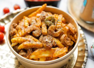 Loaded fries met garnalen
