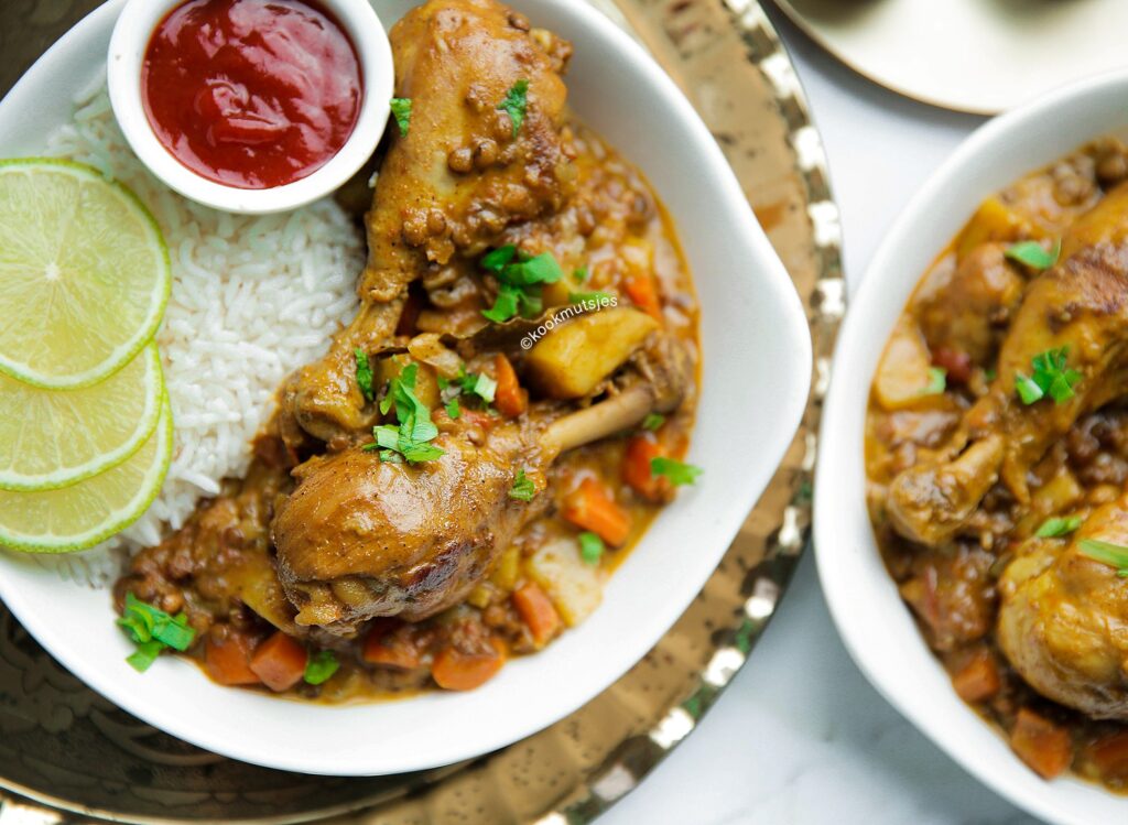 Kip met linzen en groenten