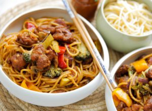 Spaghetti met krokante kip