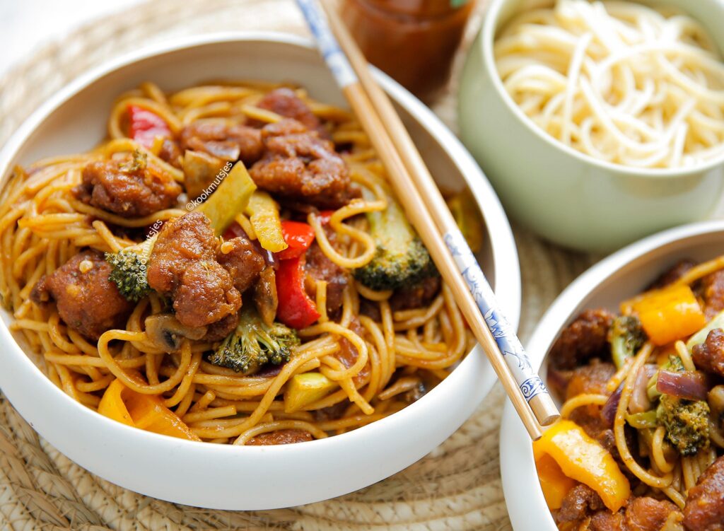 Spaghetti met krokante kip