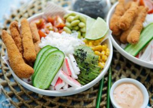 Krokante garnalen bowl