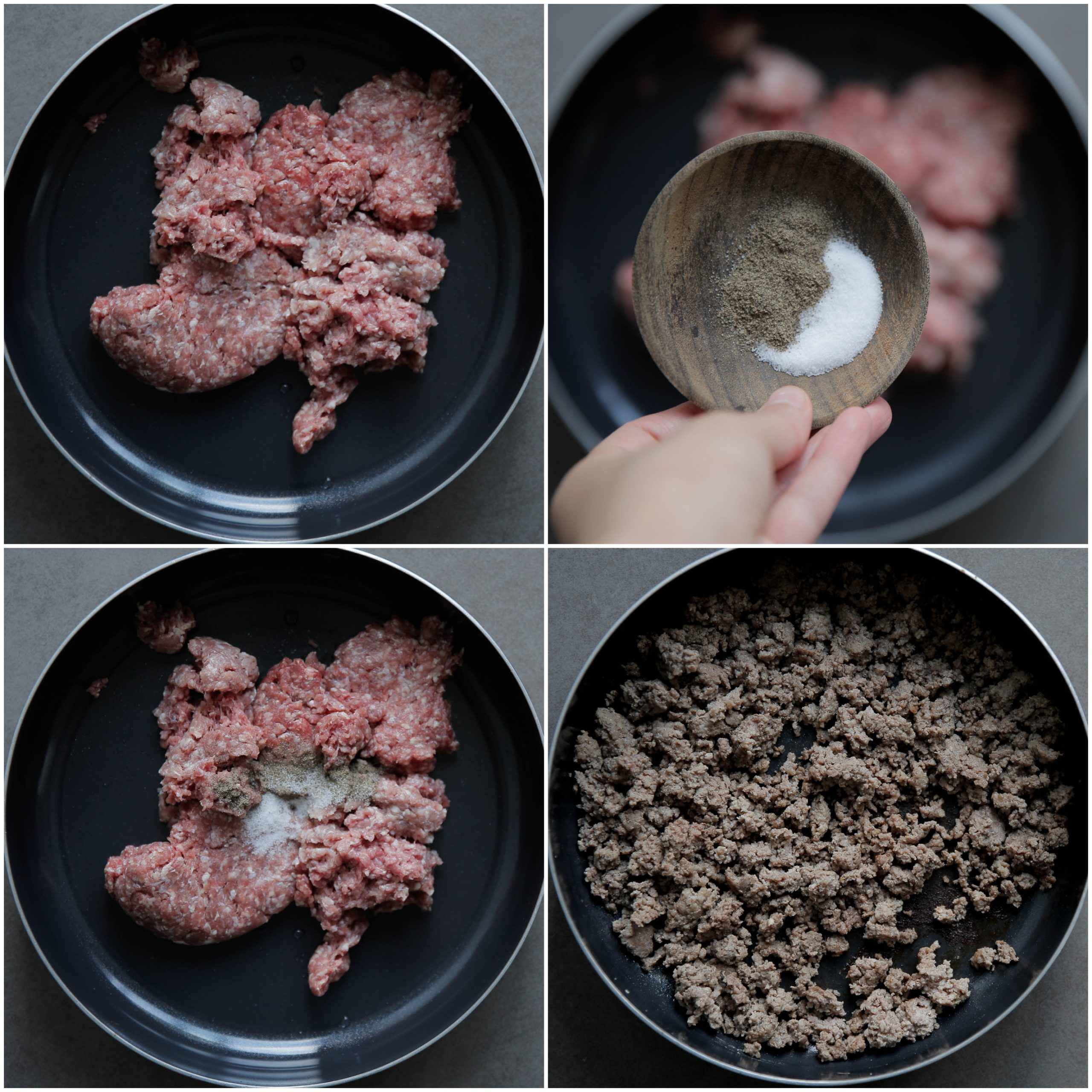 Gehakt rullen met zout en peper