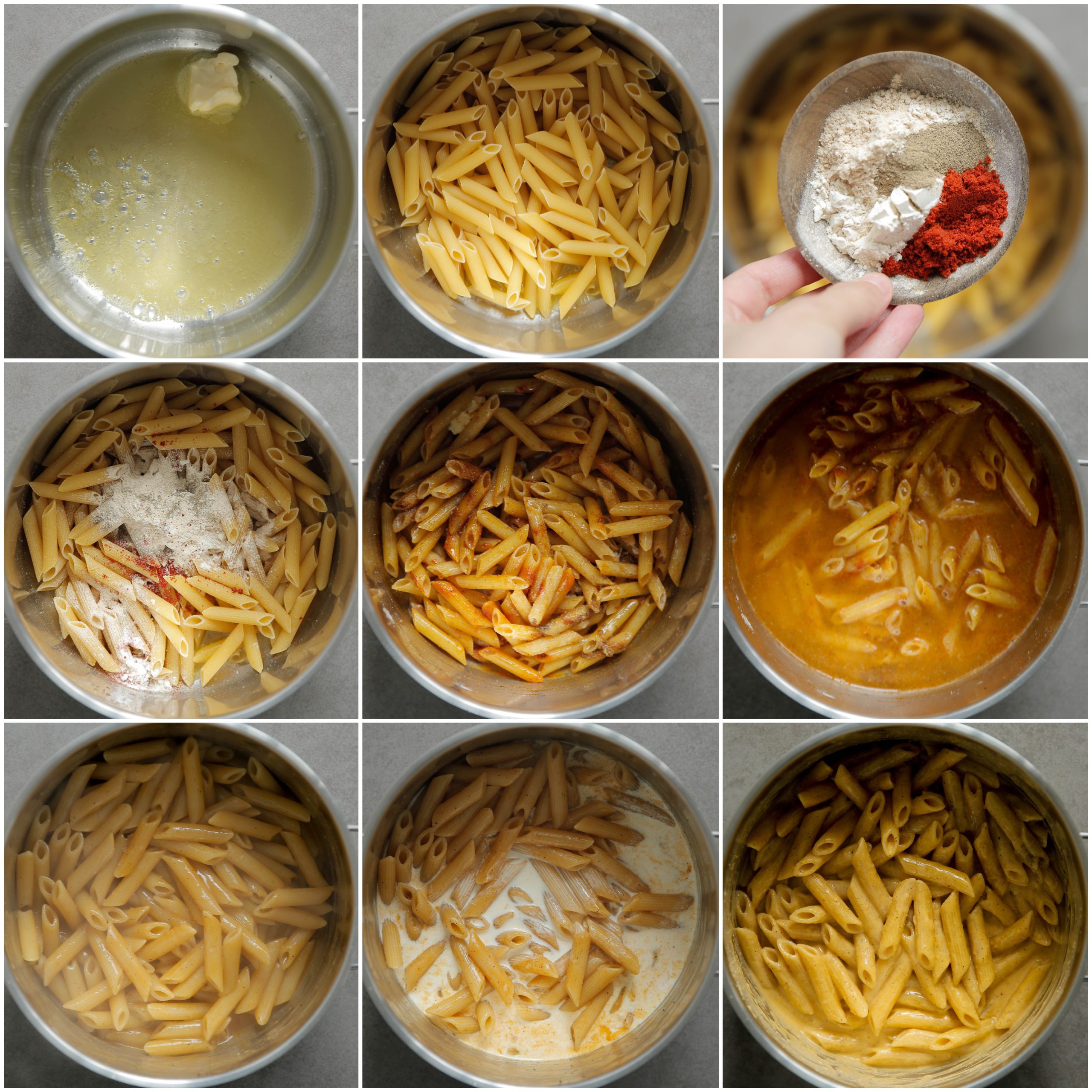 Pasta voorkoken met kruiden en slagroom