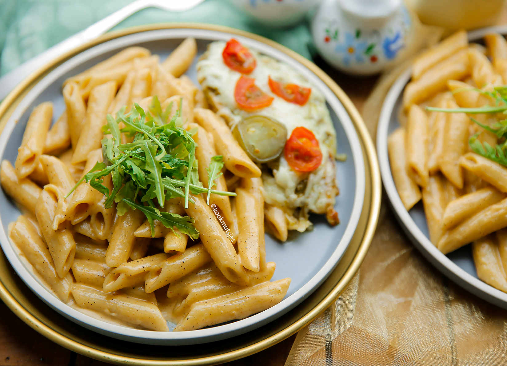 Penne met kip pesto