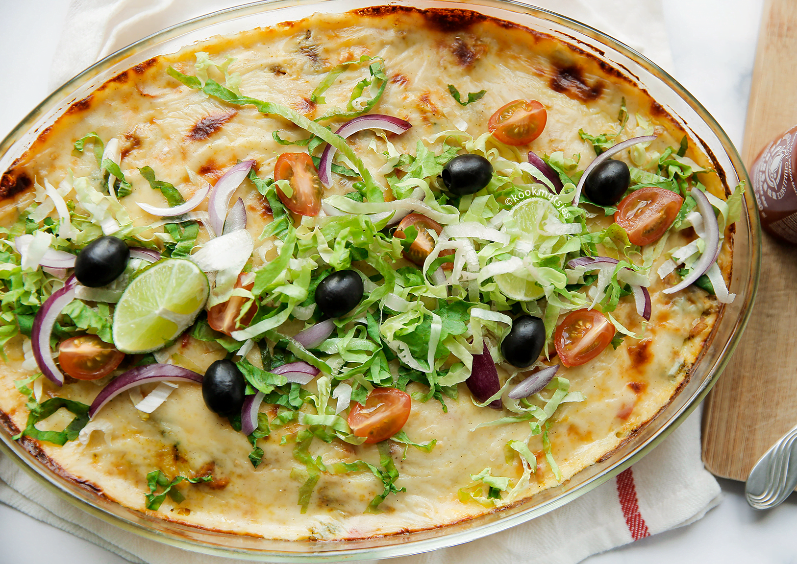 Aardappelschotel met kip en bechamelsaus