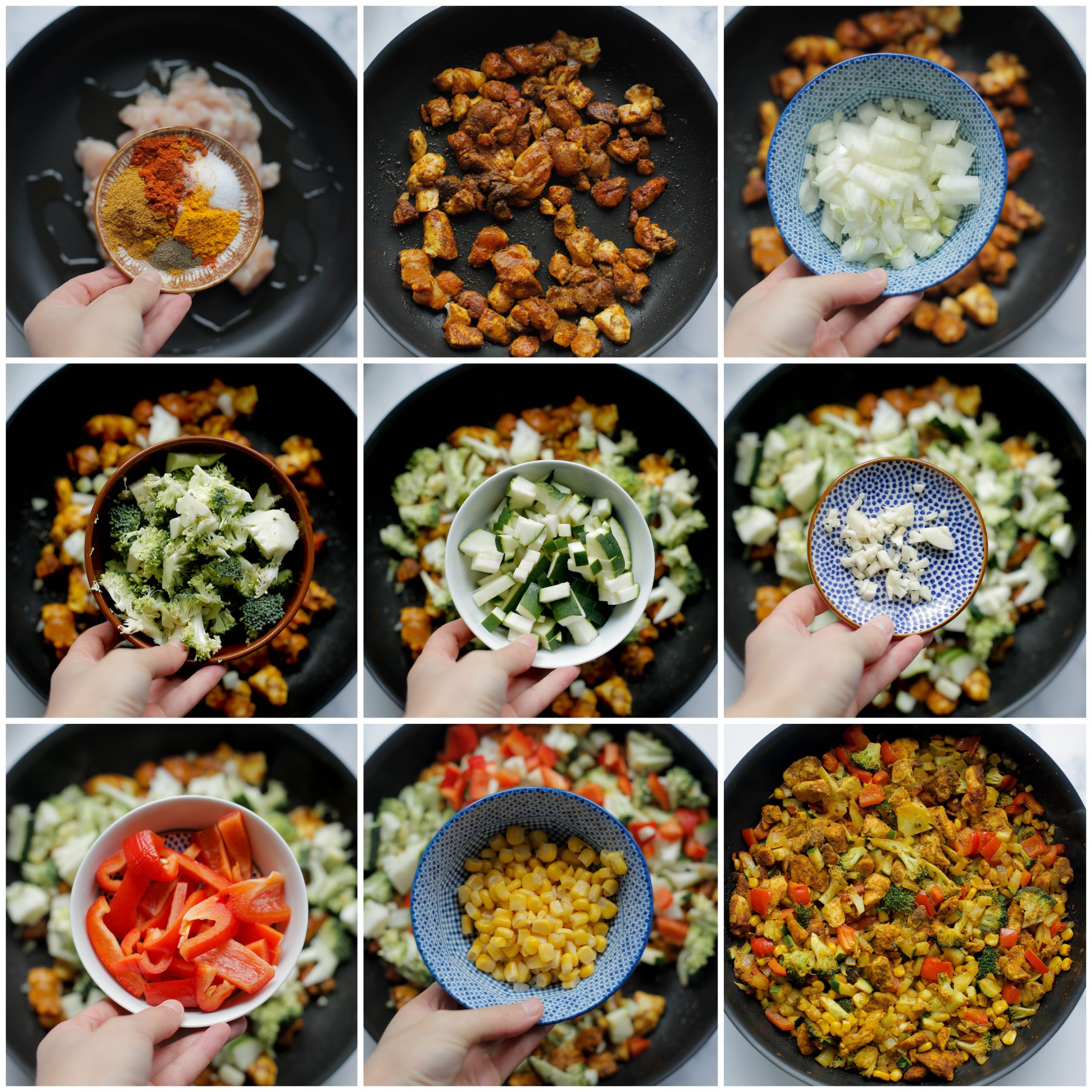 Kip bakken met groenten en kruiden