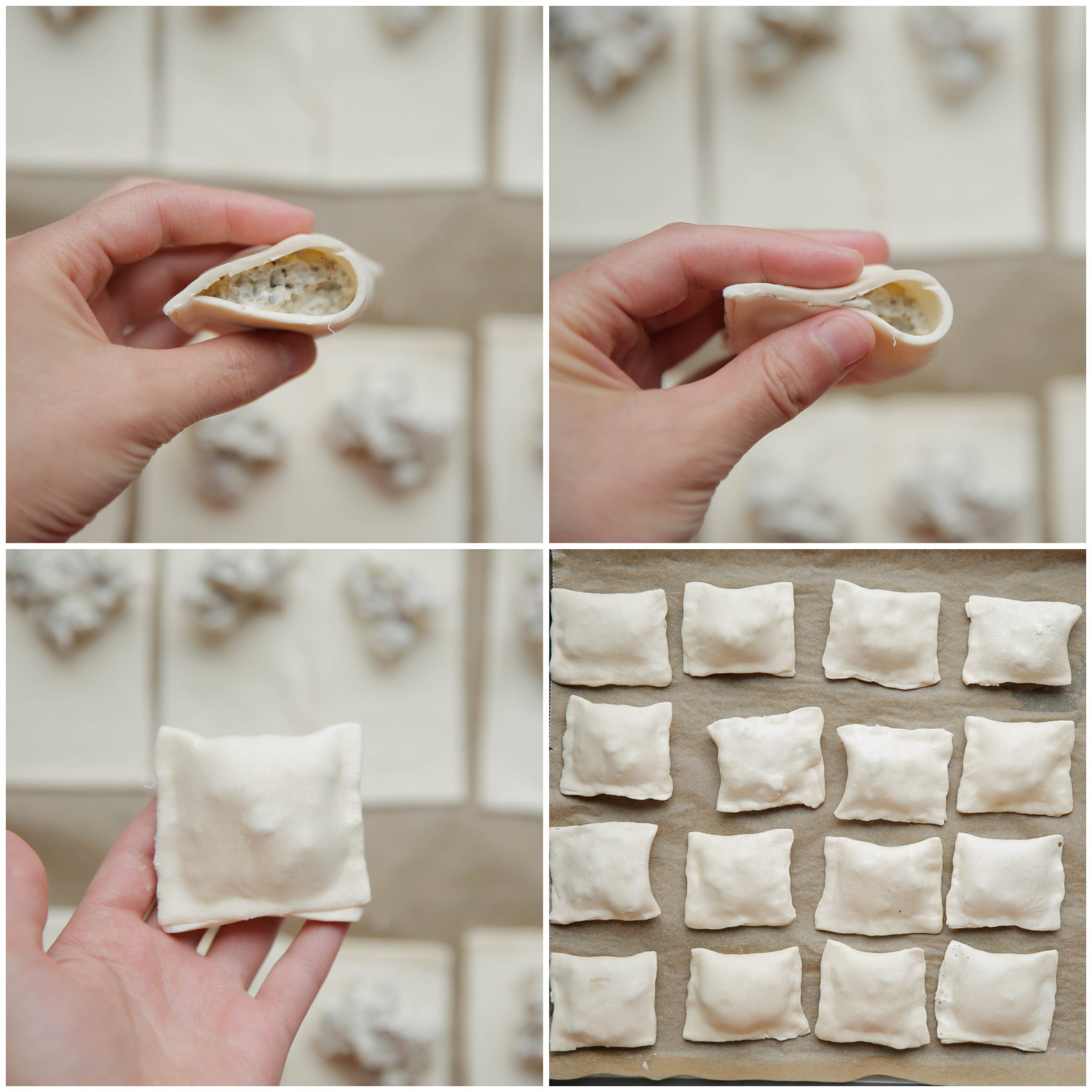 Knoflook-gehaktpakketjes dichtmaken