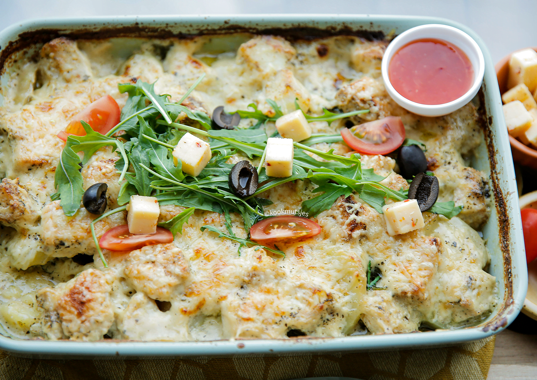 Ovenschotel met kabeljauw en zalm