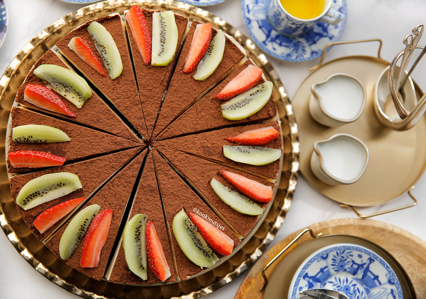 Chocolade-koffiecake bovenzicht Kookmutsjes